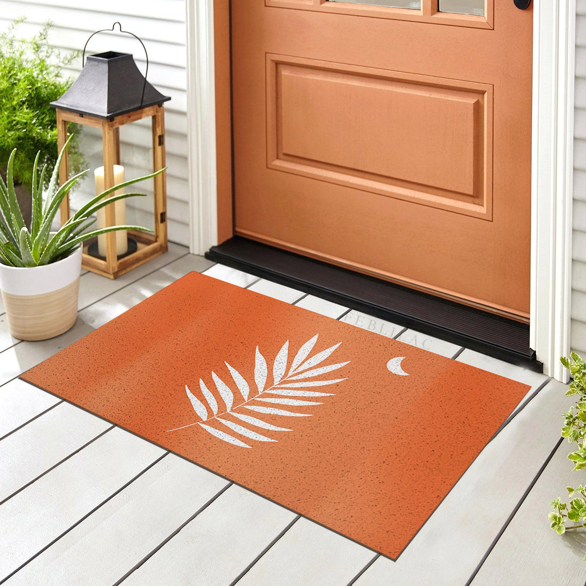 Feblilac Single Palm Leaf PVC Coil Door Mat