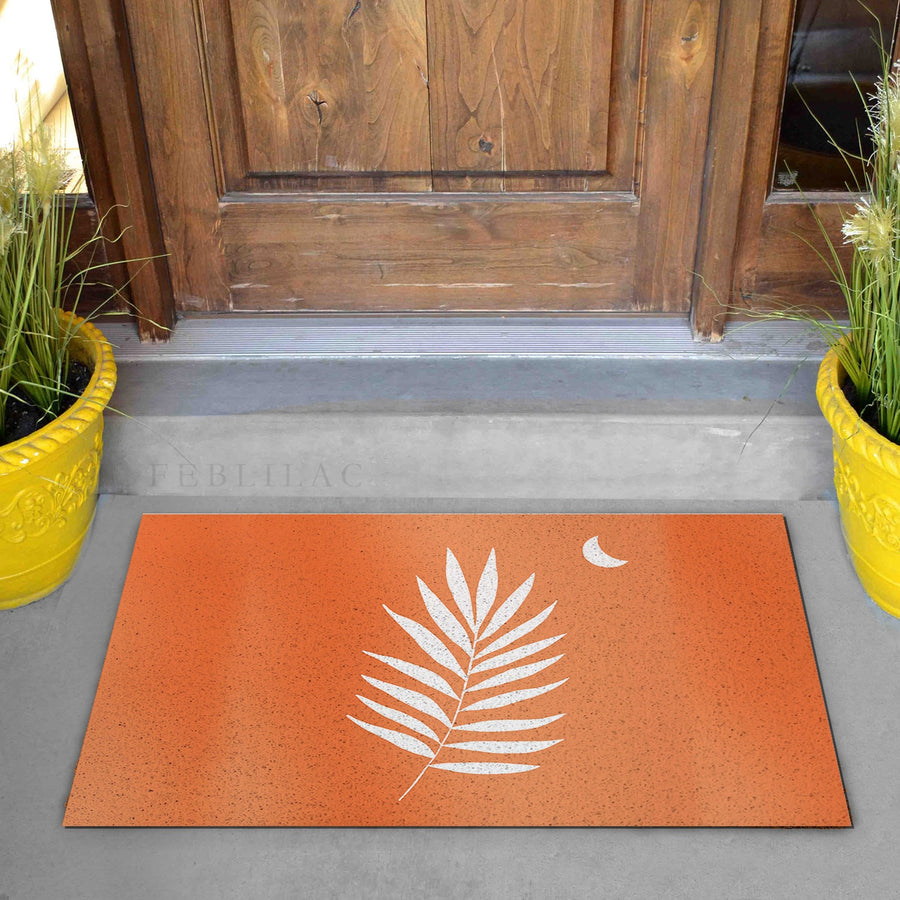 Feblilac Single Palm Leaf PVC Coil Door Mat