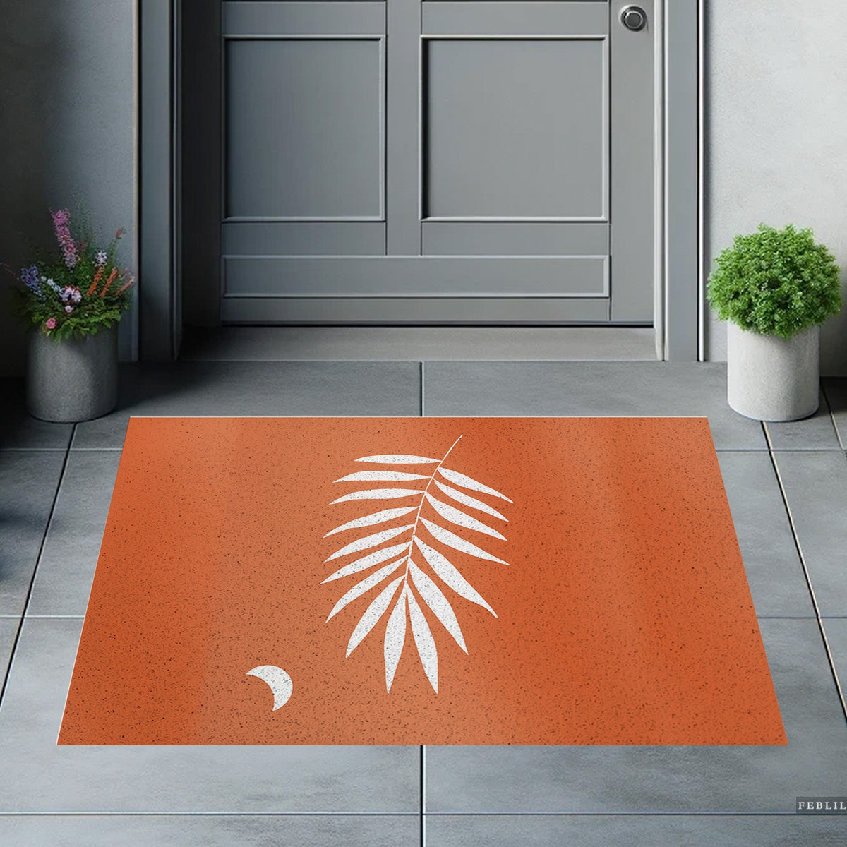 Feblilac Single Palm Leaf PVC Coil Door Mat