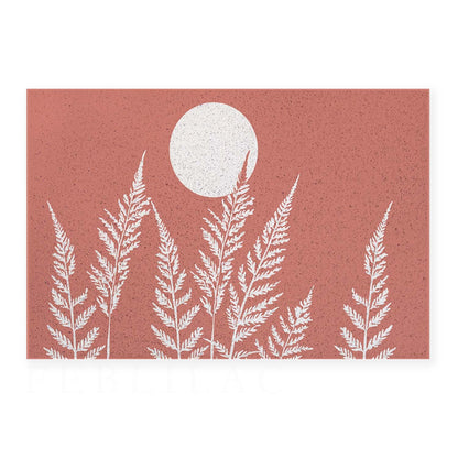 Feblilac Pink Fern Leaves PVC Coil Door Mat