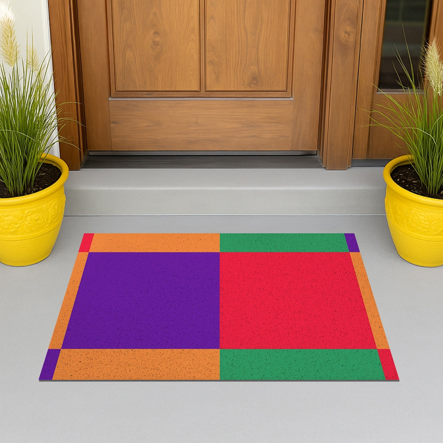Feblilac Colorful Checkerboard Coil PVC Coil Door Mat