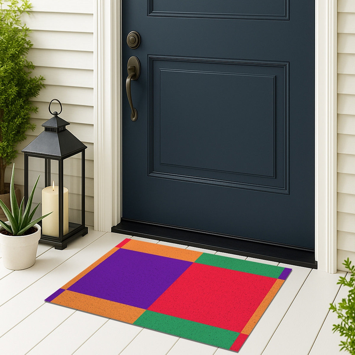 Feblilac Colorful Checkerboard Coil PVC Coil Door Mat