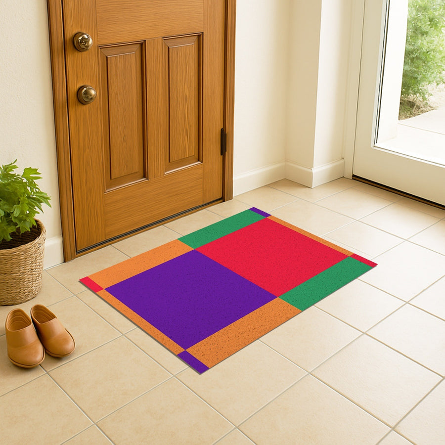 Feblilac Colorful Checkerboard Coil PVC Coil Door Mat