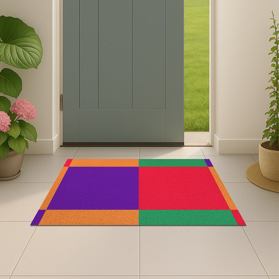 Feblilac Colorful Checkerboard Coil PVC Coil Door Mat