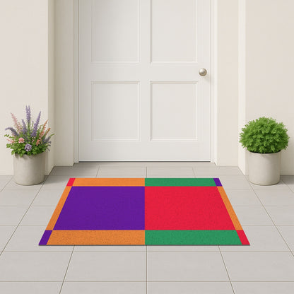Feblilac Colorful Checkerboard Coil PVC Coil Door Mat