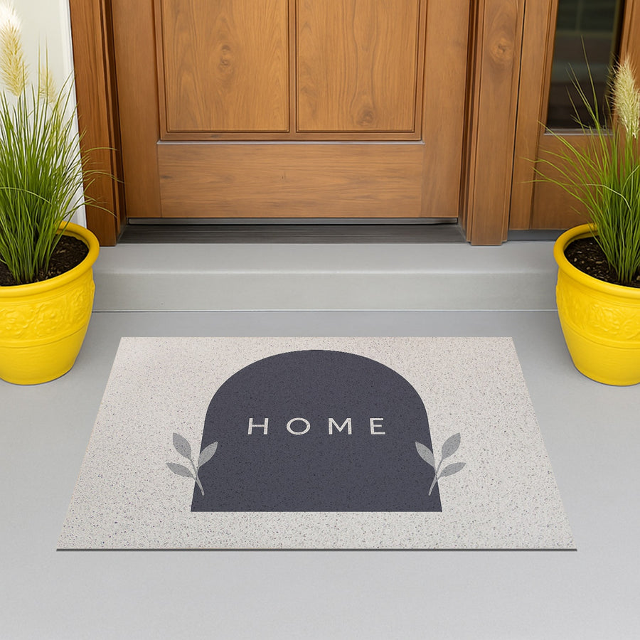 Feblilac Grey and White HOME PVC Coil Door Mat