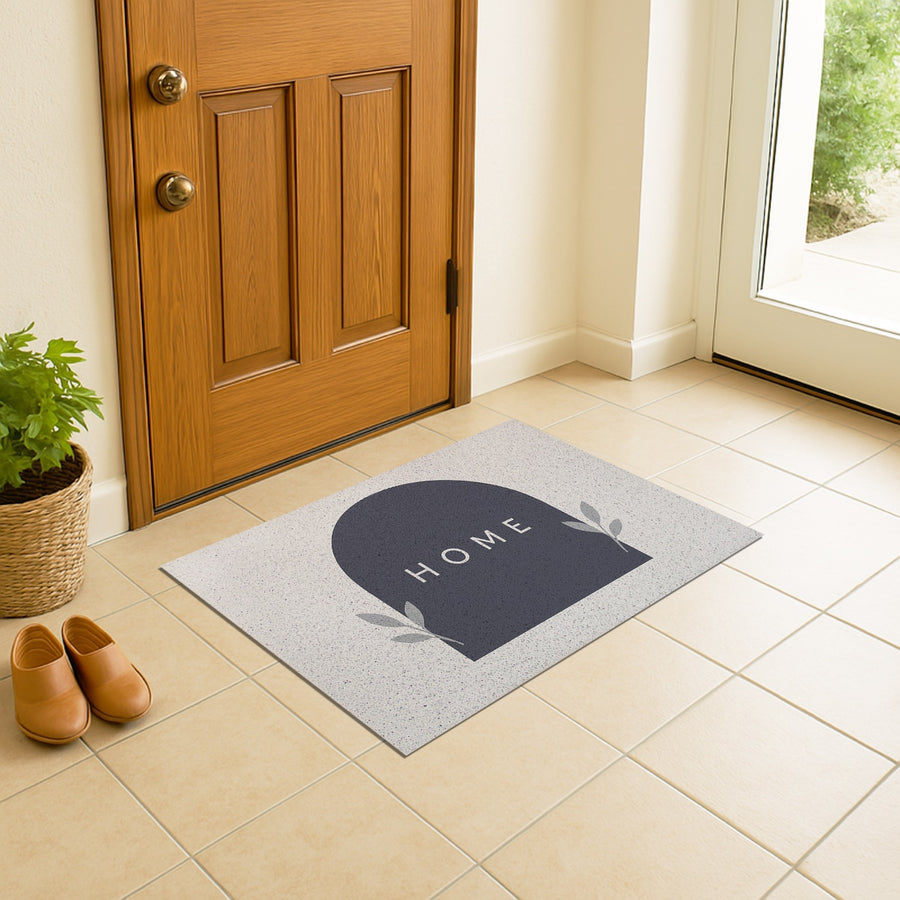 Feblilac Grey and White HOME PVC Coil Door Mat