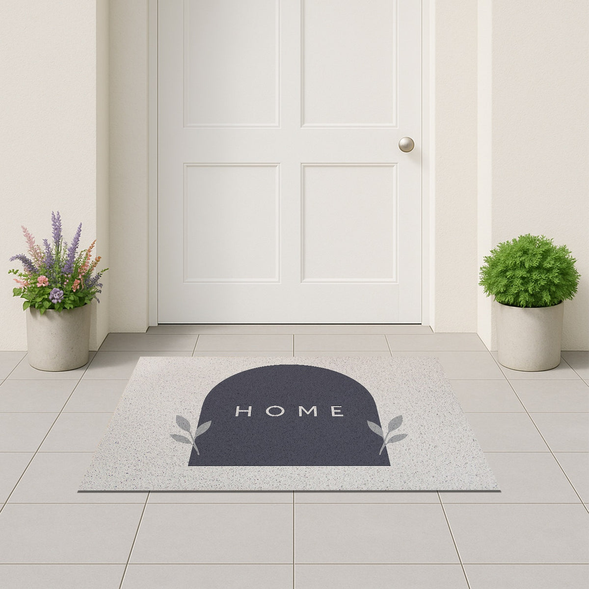 Feblilac Grey and White HOME PVC Coil Door Mat