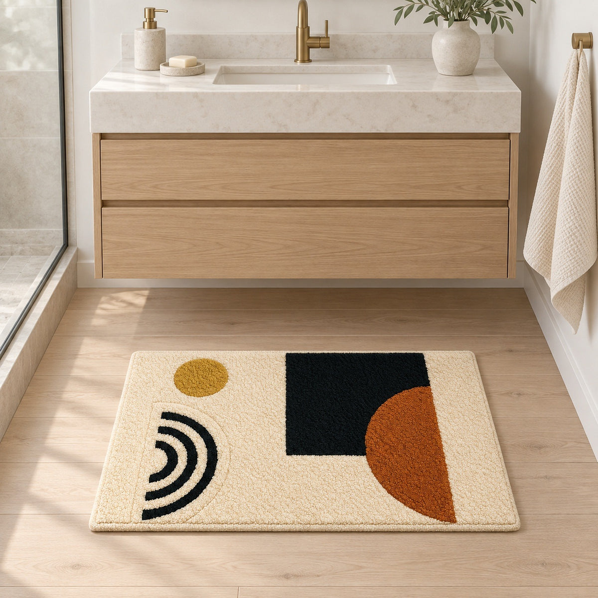 Feblilac Modern Minimal Geometry PVC Coil Door Mat