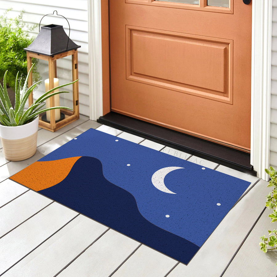 Feblilac Stars Moon and Mountains PVC Coil Door Mat