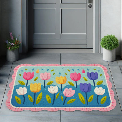 Feblilac Irregular Tulip Garden PVC Coil Door Mat