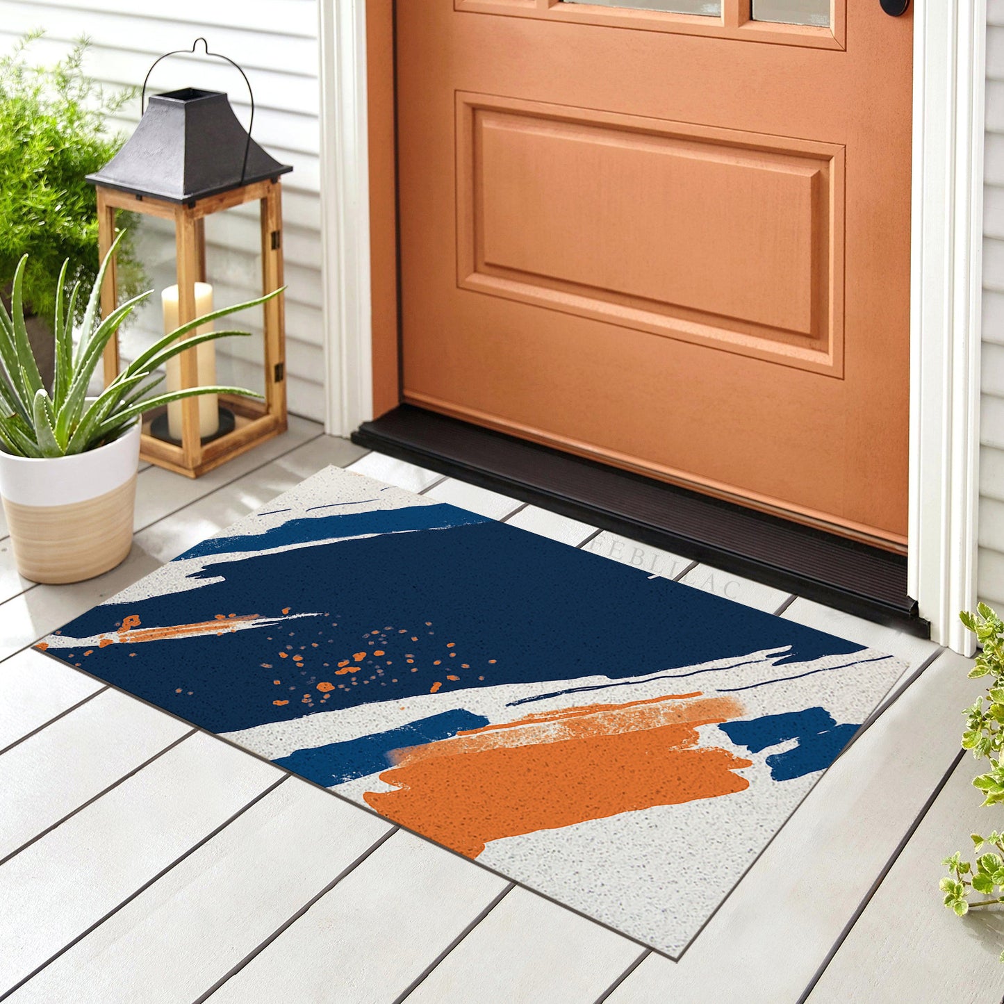 Feblilac Paint Blue Orange PVC Coil Door Mat