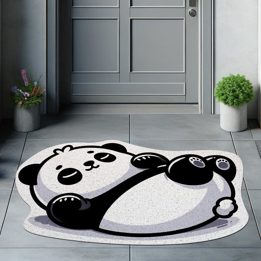 Feblilac Sleeping Fat Panda PVC Coil Door Mat