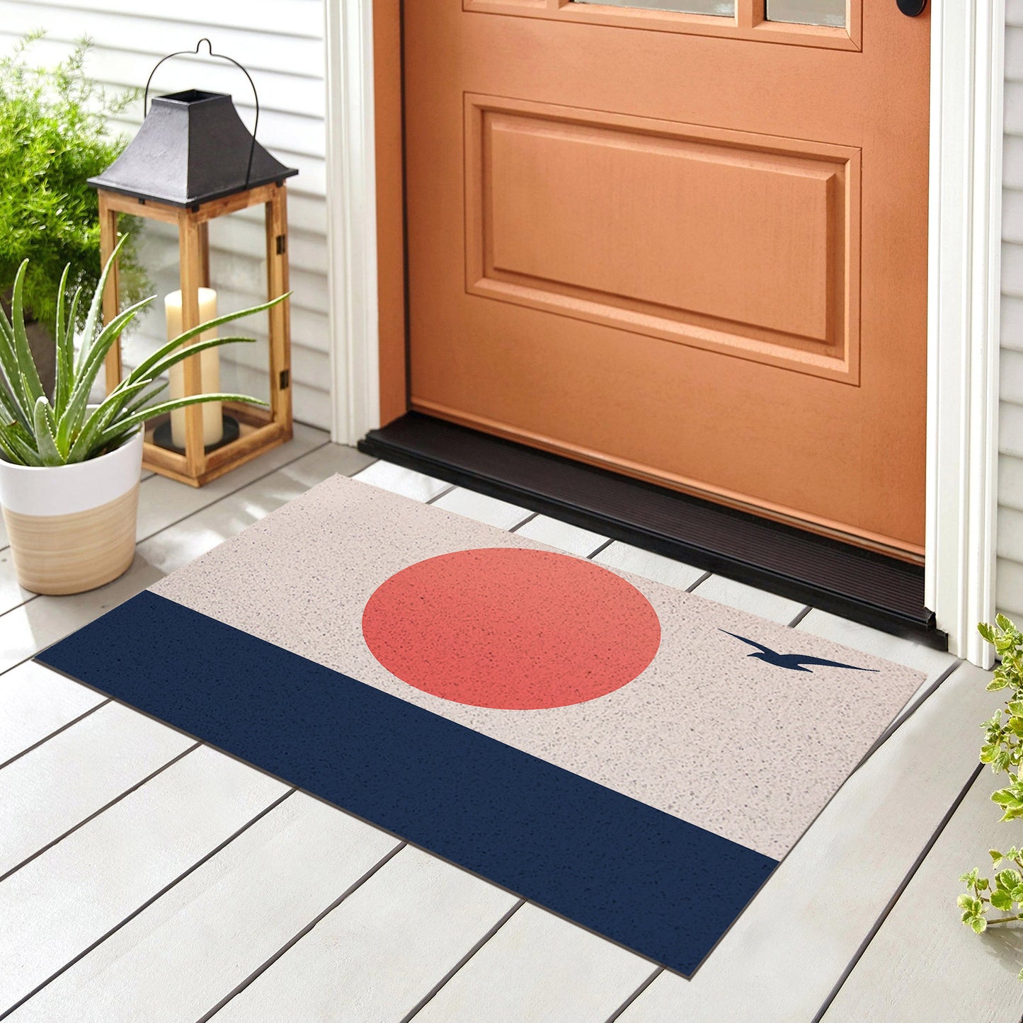 Feblilac Seagull Sunset Blue Tide PVC Coil Door Mat