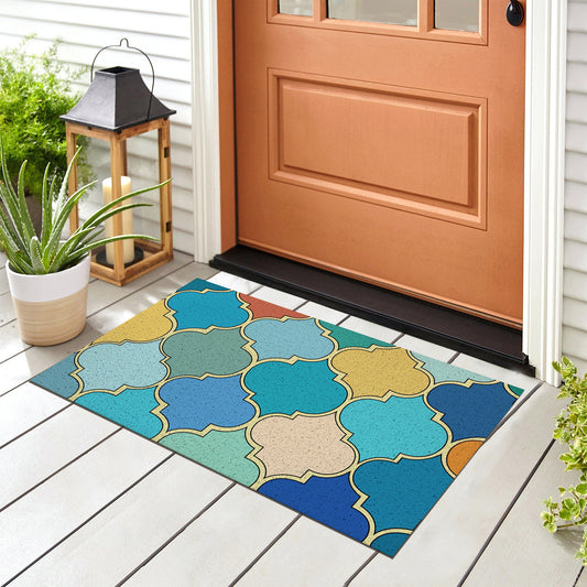 Feblilac Colorful Moroccan Pattern PVC Coil Door Mat