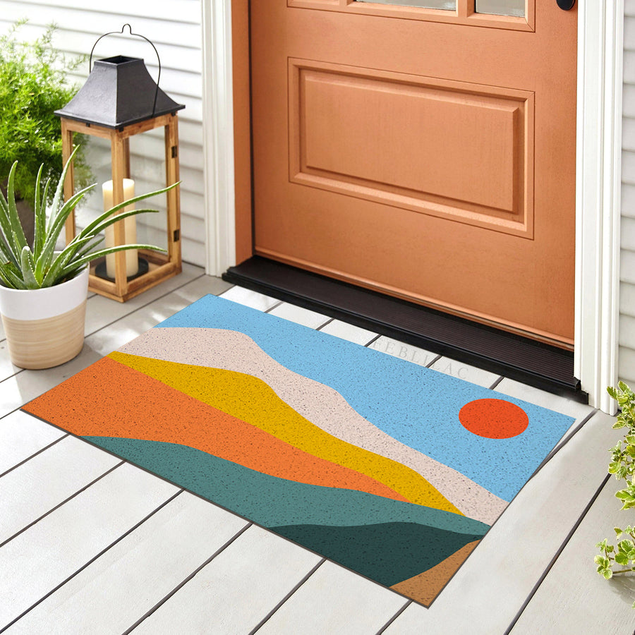 Feblilac Colorful Mountains Sunrise PVC Coil Door Mat