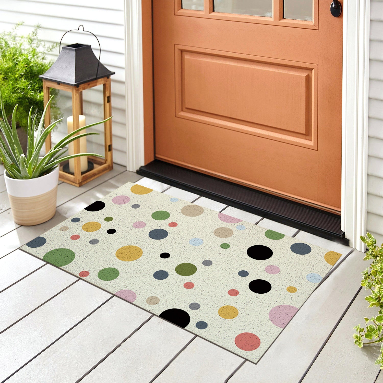 Feblilac Colorful Polka Dots PVC Coil Door Mat