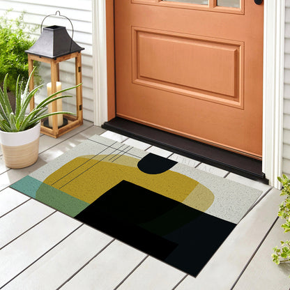 Feblilac Green Black Yellow Modern Abstract PVC Coil Door Mat