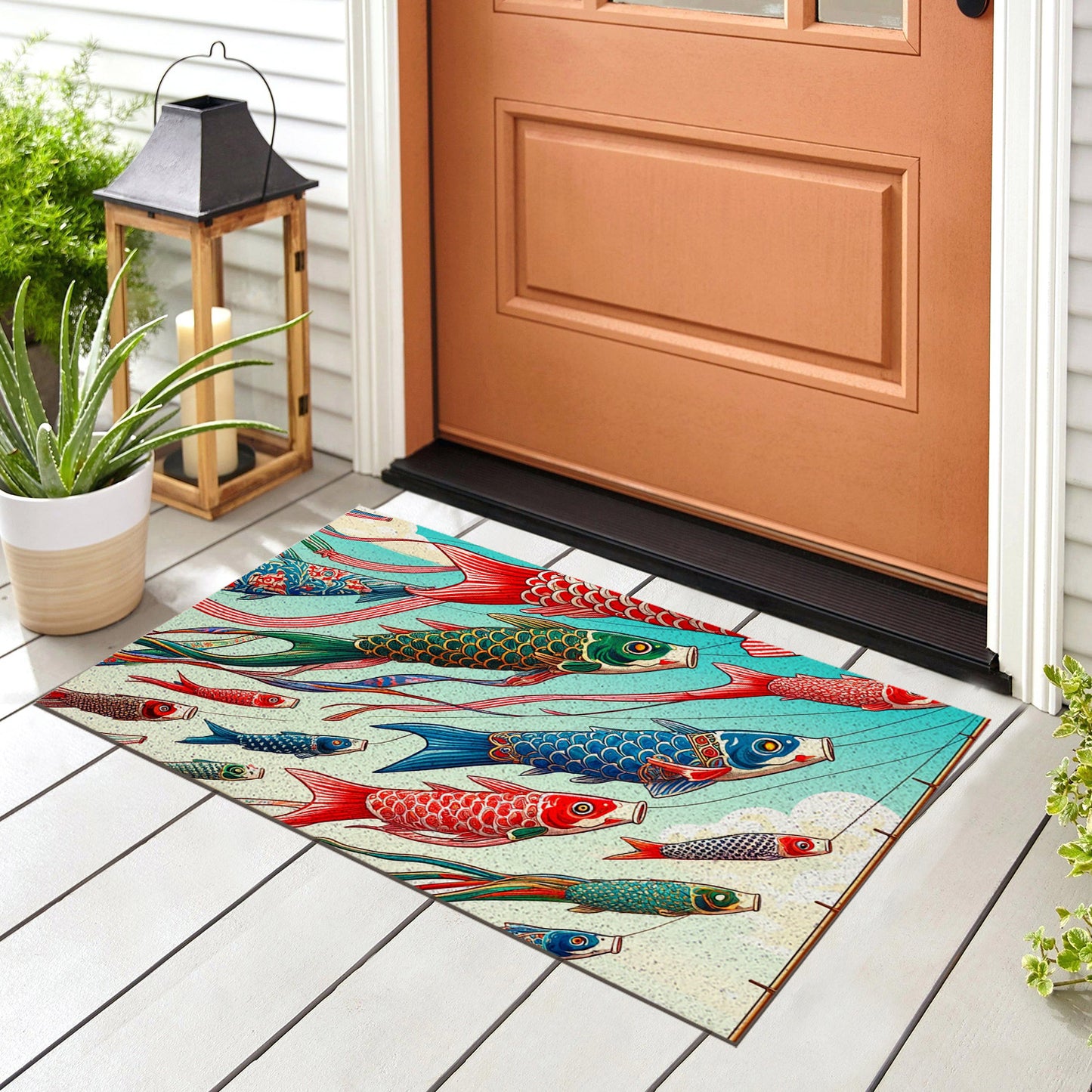 Feblilac Flying Koi Complex Version PVC Coil Door Mat