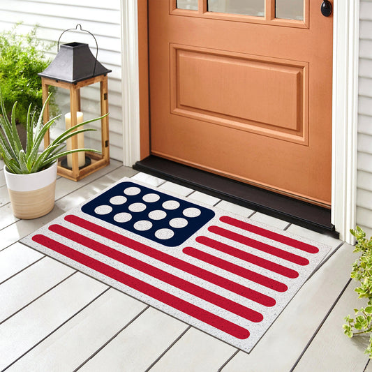 Feblilac American Flag Lego Version PVC Coil Door Mat