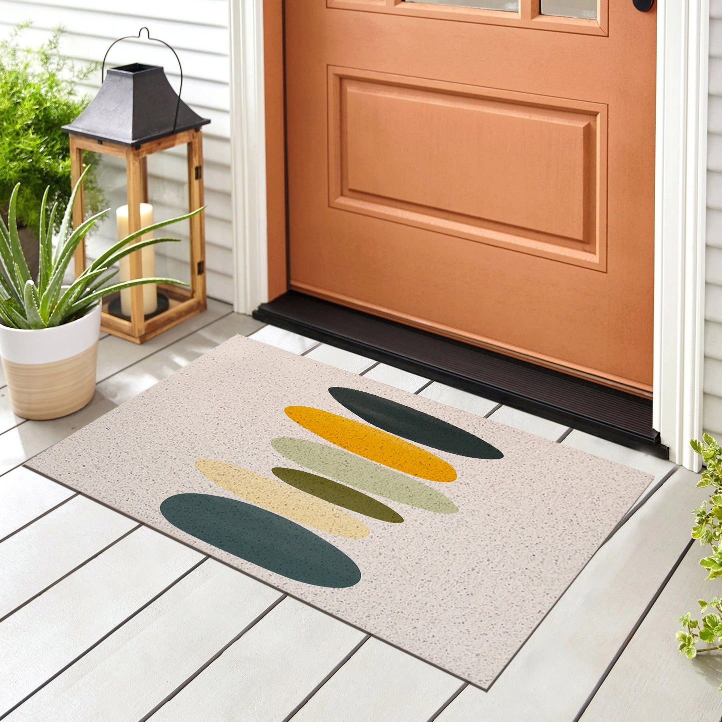 Feblilac Colored Stone Yellow Green PVC Coil Door Mat