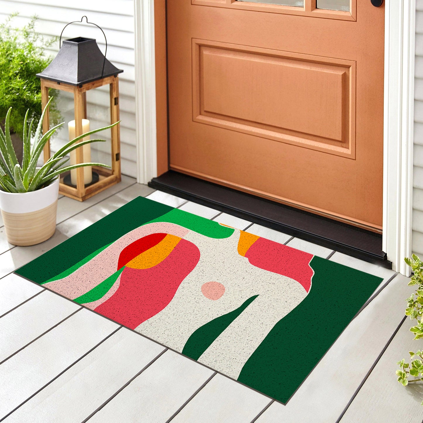 Feblilac Modern Abstract Woman PVC Coil Door Mat