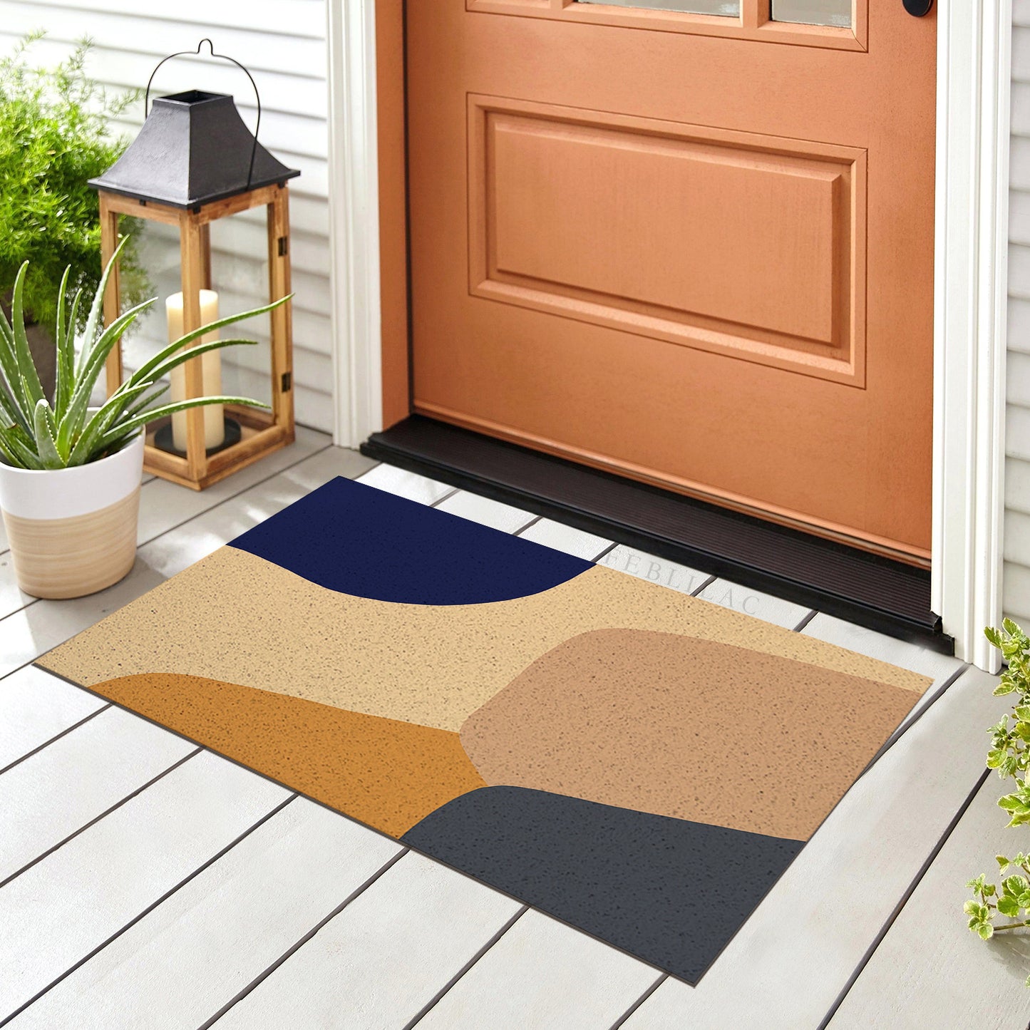 Feblilac Four Color Blocks Modern Abstract PVC Coil Door Mat