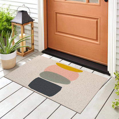 Feblilac Four Color Blocks Abstract Stone PVC Coil Door Mat