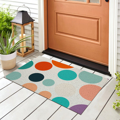 Feblilac Colorful Polka Dots PVC Coil Door Mat