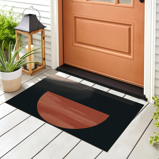 Feblilac Red and Black Modern Abstract PVC Coil Door Mat