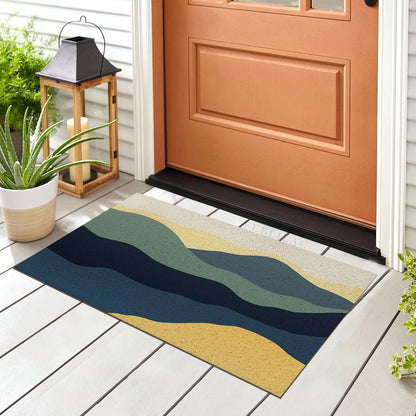 Feblilac Navy Blue Mountains PVC Coil Door Mat