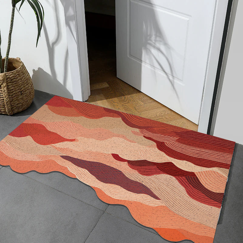 Feblilac Red Lines Mountains and Rivers PVC Coil Door Mat