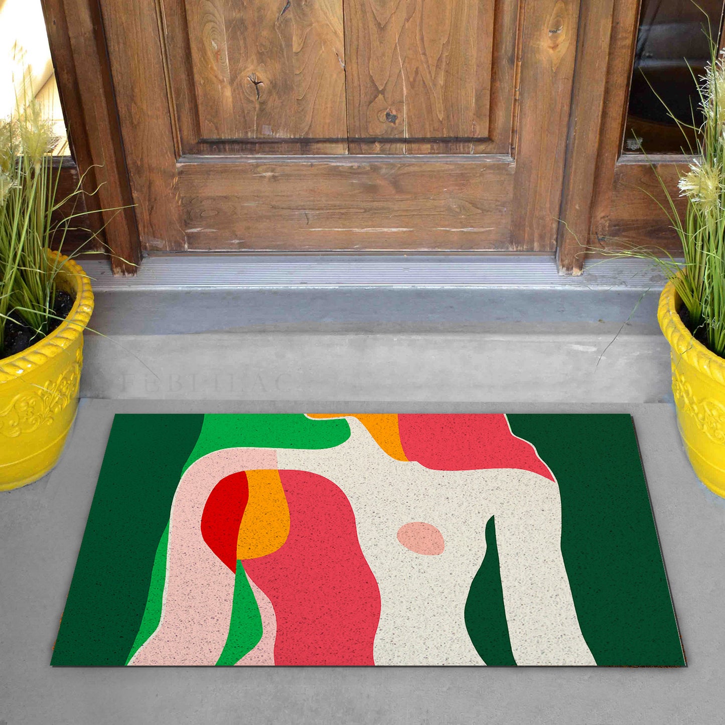 Feblilac Modern Abstract Woman PVC Coil Door Mat