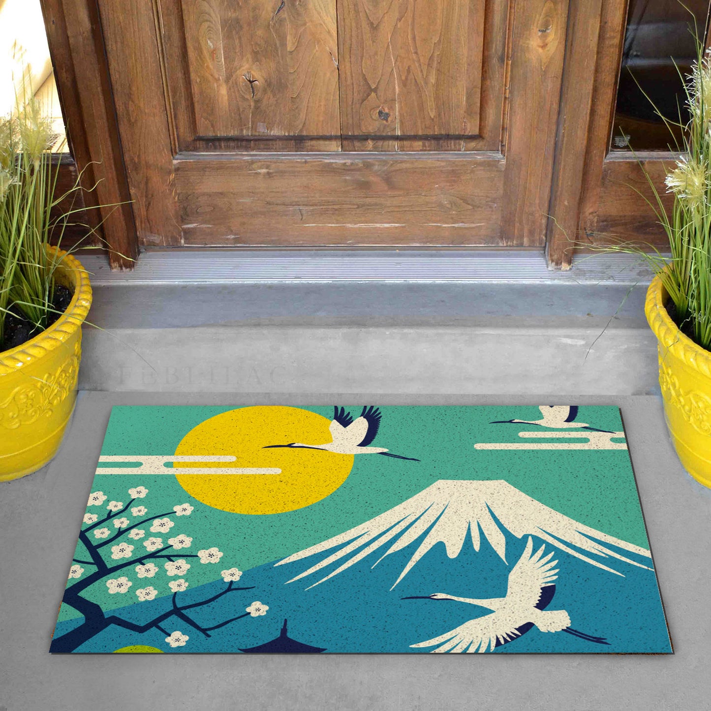 Feblilac Mount Fuji Crane PVC Coil Door Mat