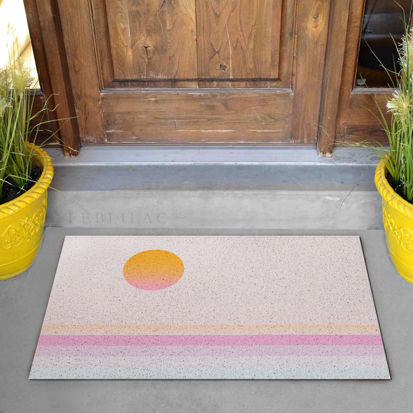 Feblilac Pink Ocean Sunset PVC Coil Door Mat