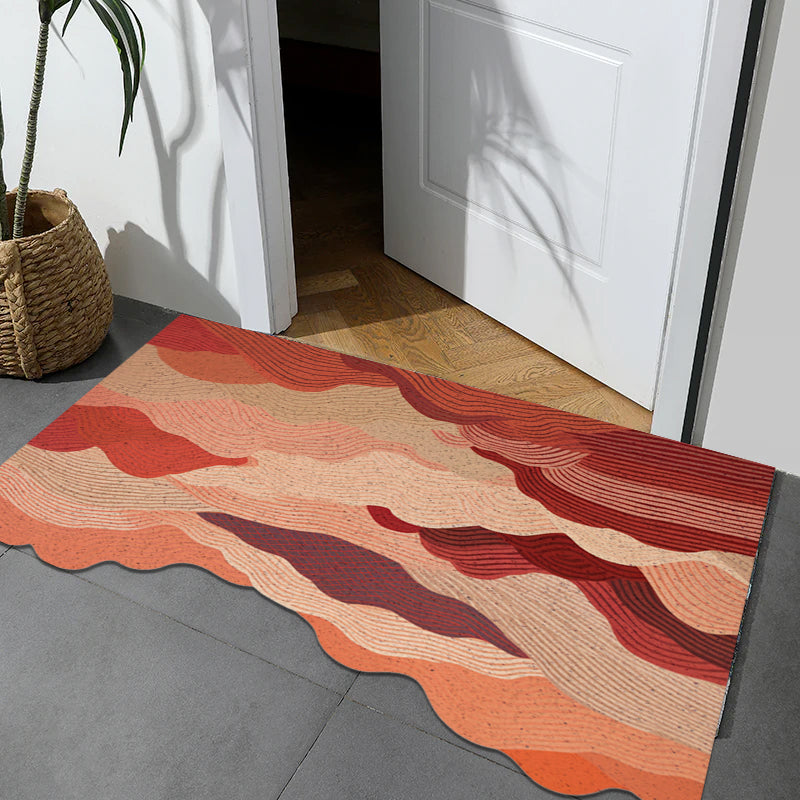 Feblilac Geometric Red Lines Mountains PVC Coil Door Mat