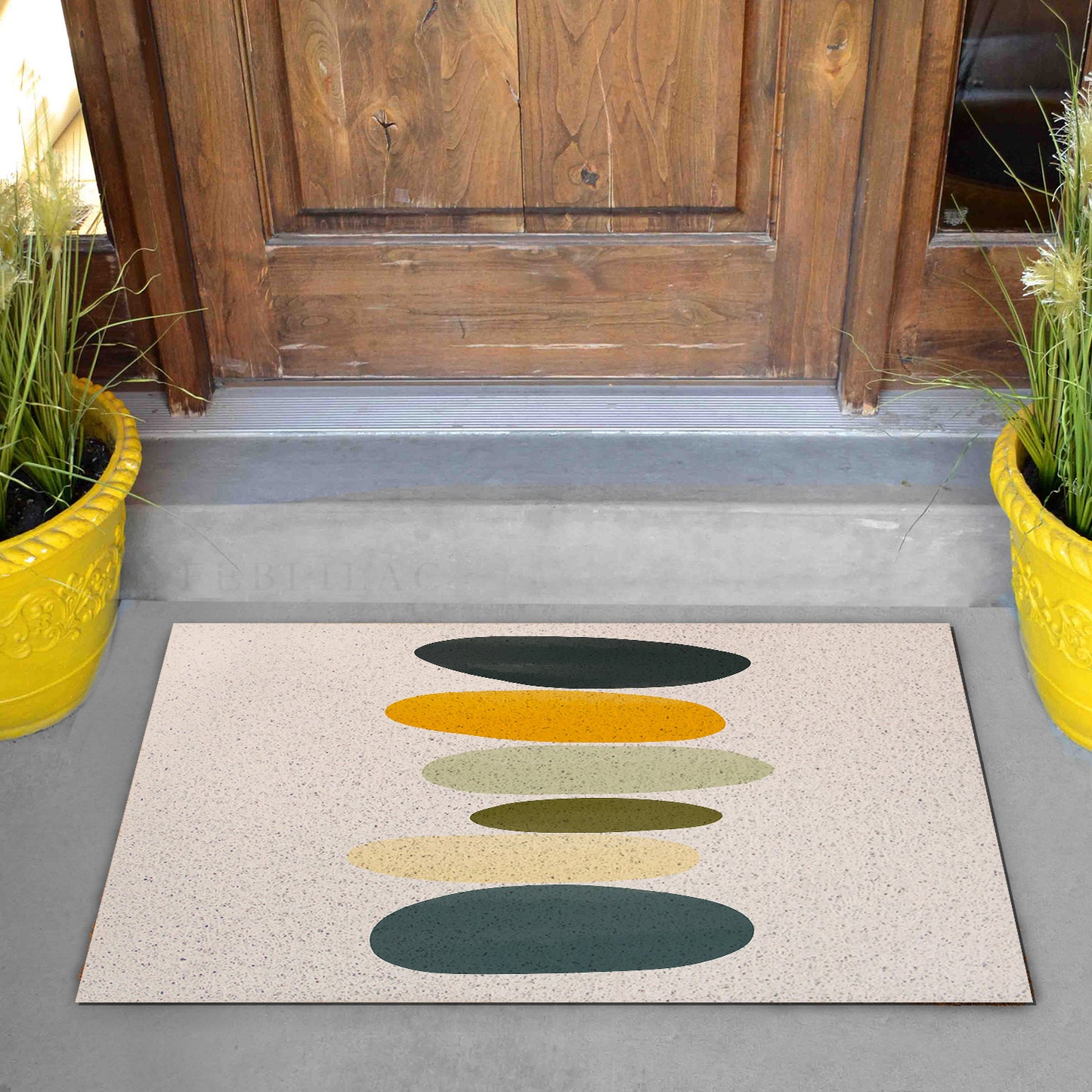 Feblilac Colored Stone Yellow Green PVC Coil Door Mat