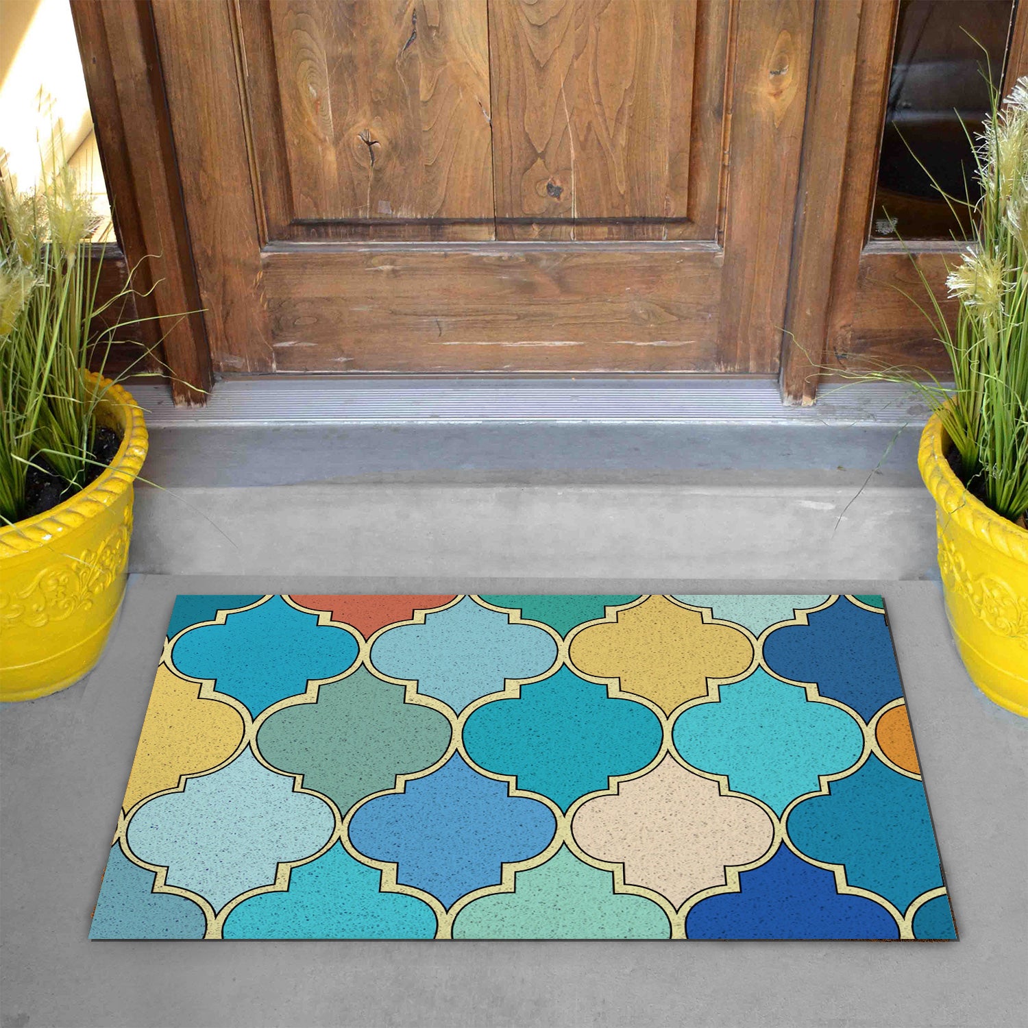 Feblilac Colorful Moroccan Pattern PVC Coil Door Mat
