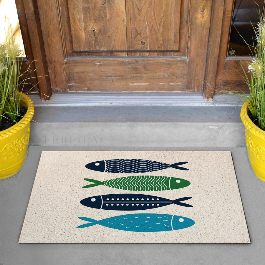 Feblilac Blue Simple Fish PVC Coil Door Mat - view 2