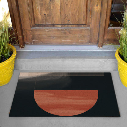 Feblilac Red and Black Modern Abstract PVC Coil Door Mat