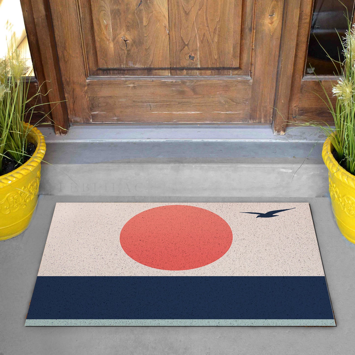 Feblilac Seagull Sunset Blue Tide PVC Coil Door Mat