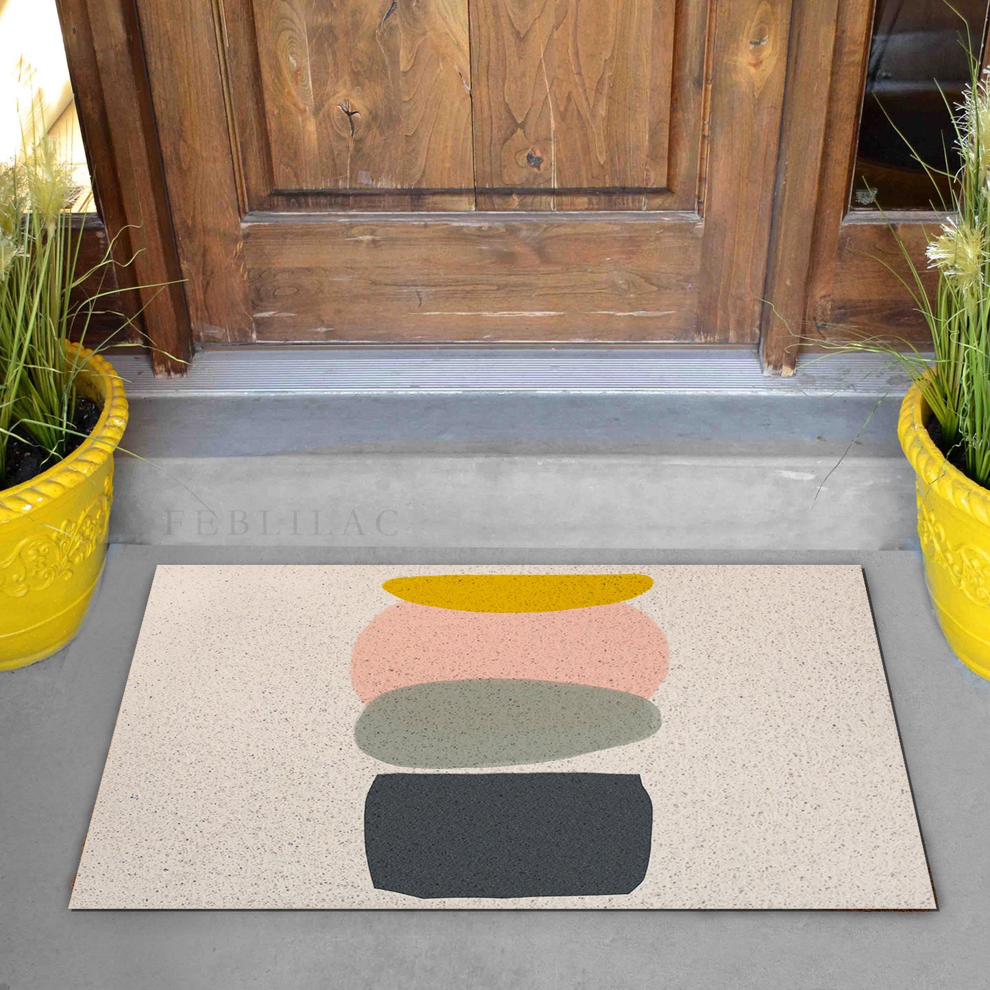 Feblilac Four Color Blocks Abstract Stone PVC Coil Door Mat