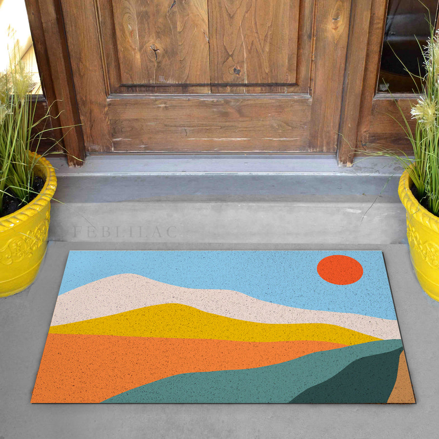 Feblilac Colorful Mountains Sunrise PVC Coil Door Mat - view 2