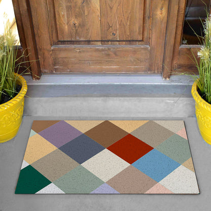 Feblilac Colorful Checkerboard PVC Coil Door Mat