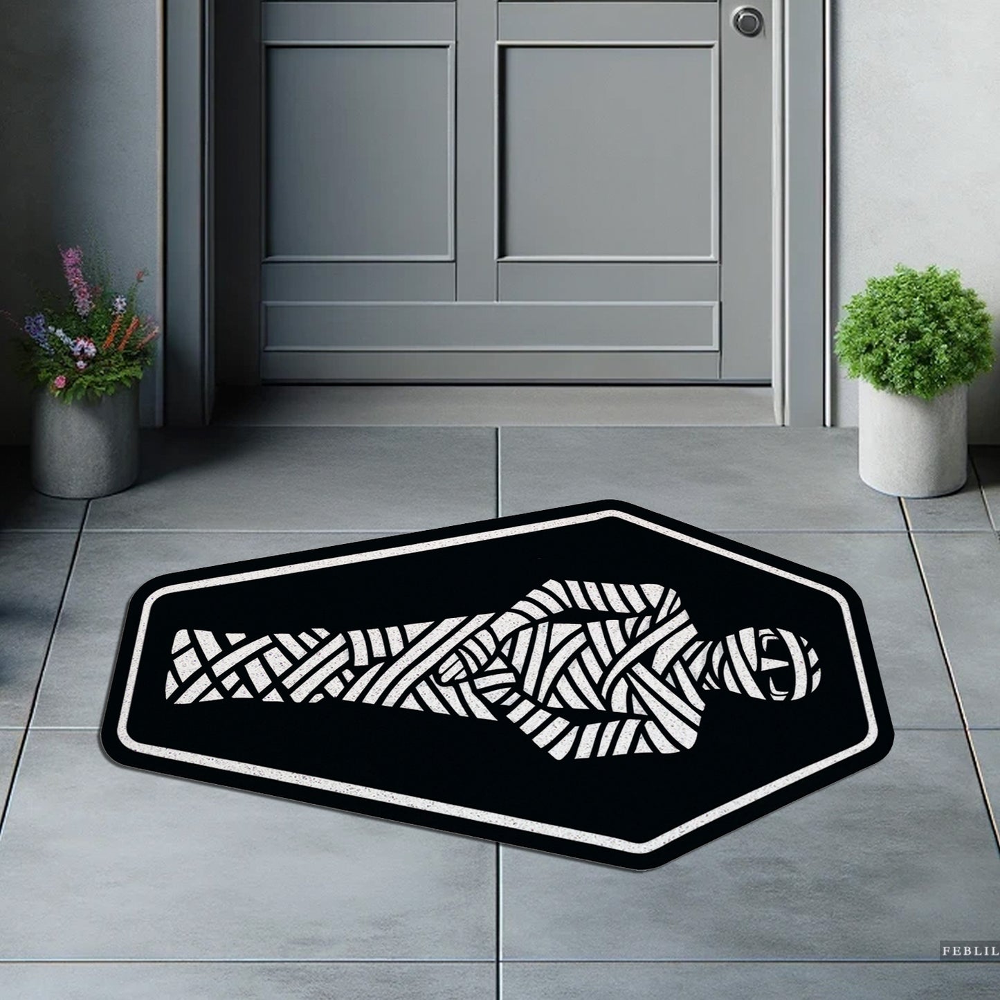 Feblilac Halloween Mummy PVC Coil Door Mat