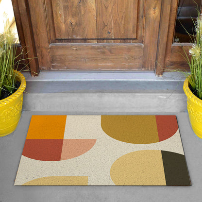 Feblilac Orange Semicircle Rectangle PVC Coil Door Mat