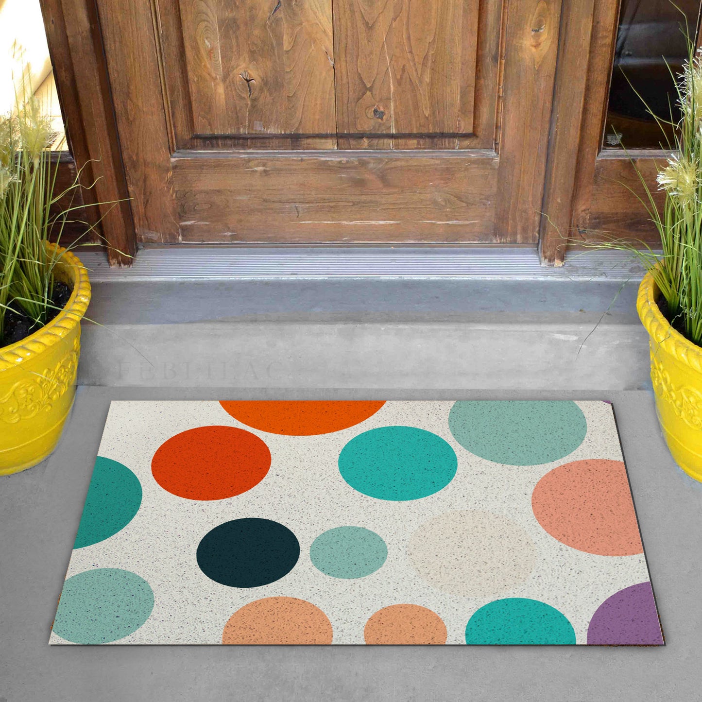 Feblilac Colorful Polka Dots PVC Coil Door Mat