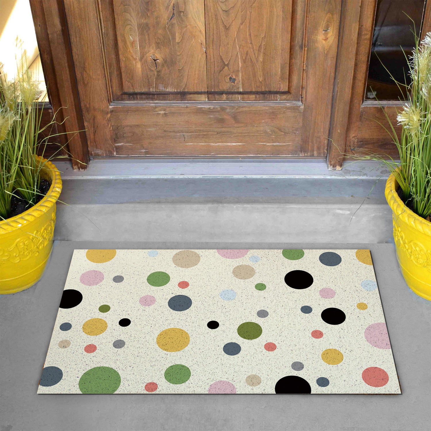 Feblilac Colorful Polka Dots PVC Coil Door Mat