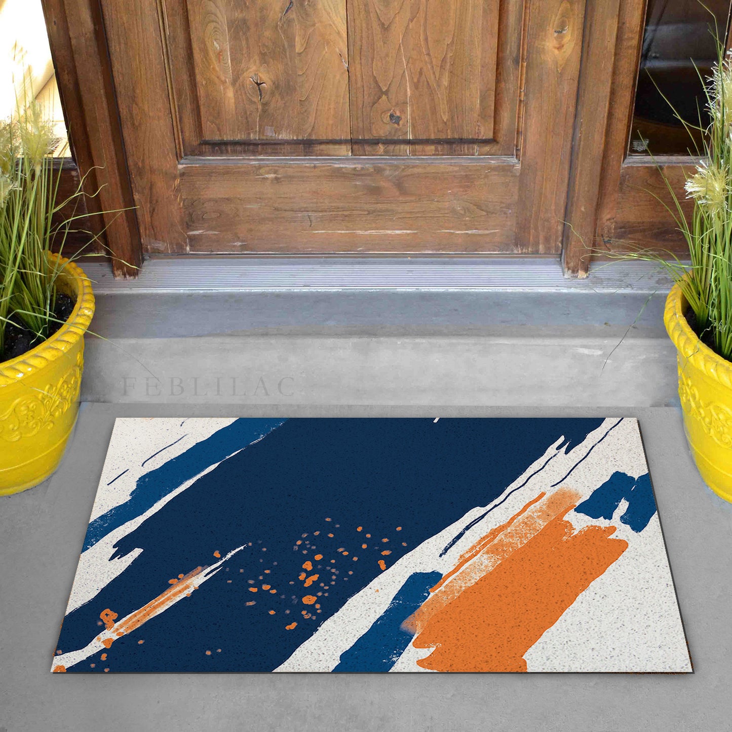 Feblilac Paint Blue Orange PVC Coil Door Mat