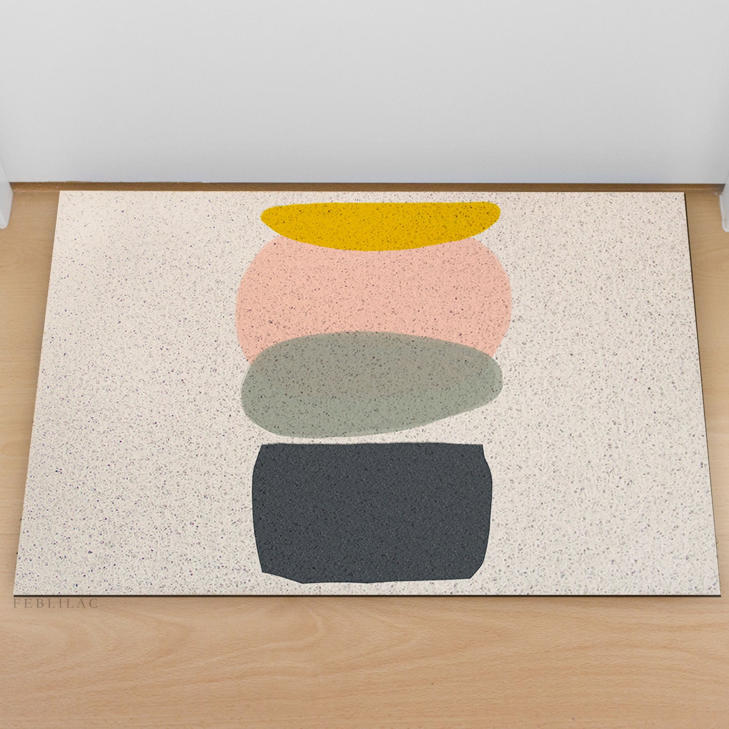 Feblilac Four Color Blocks Abstract Stone PVC Coil Door Mat